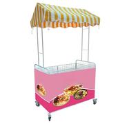Stalla pieghevole del mercato del metallo con il baldacchino, carretto portatile di rotolamento per la vendita all'aperto dello street food