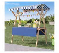 Stallo del mercato di legno resistente con il carrello del venditore alimentare pieghevole, supporto per l'esposizione all'aperto portatile per il mercato degli agricoltori, fiera, 150x60cm, struttura