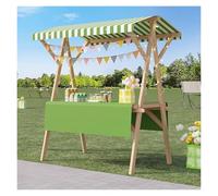 Stallo del mercato di legno resistente con il carrello del venditore alimentare pieghevole, supporto per l'esposizione all'aperto portatile per il mercato degli agricoltori, fiera, 150x60cm, struttura