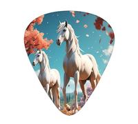 Stallone bianco sotto l'albero di pesco confezione da 12 plettri per chitarra, 4 pezzi in ciascuna delle 3 dimensioni, adatti per una vasta gamma di strumenti a corda