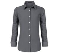 Stamain Camicia Donna Manica Lunga No Stiro Blusa Elegante Regular Fit Camicetta Classica per Ufficio Lavoro Cerimonia vestibilità Comoda Grigio 4XL