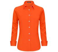 Stamain Camicia Donna Manica Lunga No Stiro Blusa Elegante Regular Fit Camicetta Classica per Ufficio Lavoro Cerimonia vestibilità Comoda Arancione XL