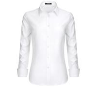 Stamain Camicia Donna Manica Lunga No Stiro Blusa Elegante Regular Fit Camicetta Classica per Ufficio Lavoro Cerimonia vestibilità Comoda Bianco M