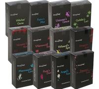 Stamford - Coni di incenso fantasy, confezione da 12 (12 coni ciascuno), fragranze miste tra cui Dragon's Fire, Unicorn's Grace, Mermaid's Love - con portachiavi a forma di carrello JRose