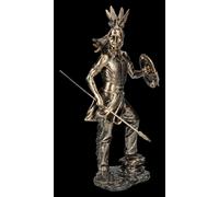 Stammeskrieger Figura Con Lancia E Scudo - Indiani - Native American Decorazione