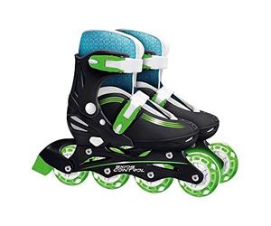 Stamp Adjustable in-Line Skids Control Lighting Wheels Size 30-33, JS123302L, Blu Verde Nero, 27-30