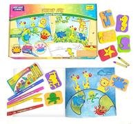 Stamp Art - Animal Kingdom - Set di libri da colorare fai da te per bambini dai 3 anni in su, multicolore
