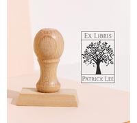 Stamp by Me | Ex Libris | Timbro per libri in legno personalizzato | Gomma | per biblioteche, pagine, lettere | Insegnante | Rettangolare | 4 disegni