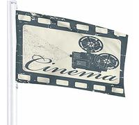 Stamp Cinema Flag Decor 3x5 Ft Classical Film Film Proiettore Immagine Impronta Vintage Poliestere Stampato Motivo Decorazioni per Esterni per Case e Giardini
