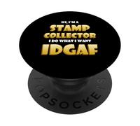 Stamp Collector IDGAF Rarest US/British Stamp Collections PopSockets PopGrip Adesivo