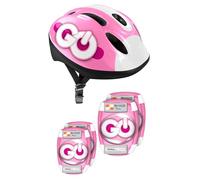 Stamp Combo Rosa Casco + Gomitiere Ginocchiere Skid Control Unisex-Youth, Pink, 50-56 cm