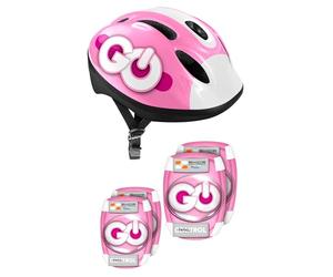Stamp Combo Rosa Casco + Gomitiere Ginocchiere Skid Control Unisex-Youth, Pink, 50-56 cm