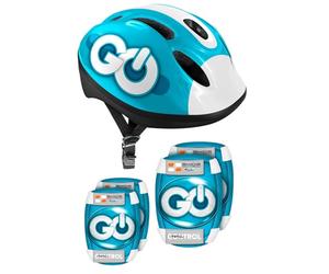 Stamp Helm + Ellbogen und Knieschützer Mixt, Combo (Casco + gomitiere e Ginocchia) Ragazzi Unisex, Blu, SKIDS Control Pink