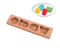 Stamp Mold, Cartoon Cookie Cutter, Intricate Design Carving, Solid Wood Handle, 1 Set Natural Finish, Excellent for Cakes, Pastry Decoration, Events, Home Baking, Culinary Gifting