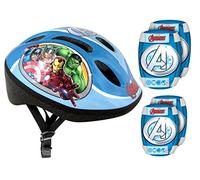 Stamp Casque Coudieres Genouilleres, Set di Protezione Composto da caschi + Ginocchiere e Gomiti per Bicicletta-Avengers Ragazzo, Blu, 52-56 CM