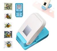 Stamp Shaped Paper Punch, Square Hole Punch, 1x0.8 Inch Scalloped Edge Rectangular Craft Puncher with Lever Action for Paper Crafting, Scrapbooking, Card Making, DIY Arts & Crafts Supplies (1 Pc)