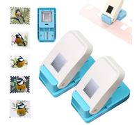 Stamp Shaped Paper Punch, Square Hole Punch, 1x0.8 Inch Scalloped Edge Rectangular Craft Puncher with Lever Action for Paper Crafting, Scrapbooking, Card Making, DIY Arts & Crafts Supplies (2 Pcs)