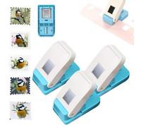 Stamp Shaped Paper Punch, Square Hole Punch, 1x0.8 Inch Scalloped Edge Rectangular Craft Puncher with Lever Action for Paper Crafting, Scrapbooking, Card Making, DIY Arts & Crafts Supplies (3 Pcs)