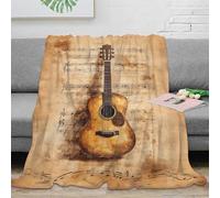 stampa 3D Acoustic guitar coperta da pisolino microfibra biancheria da letto morbida e calda coperta da riposo lavabile in lavatrice per chi ama il comfort vintage music arte 50x60inch(127x152cm)