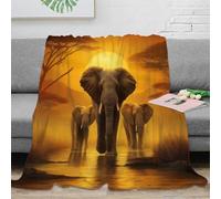 stampa 3D African elephants coperta da pisolino microfibra biancheria da letto lavabile coperta da ufficio morbida per regali per colleghi di lavoro Safari wildlife scena 40x50inch(100x130cm)
