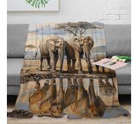 stampa 3D African elephants plaid da camera da letto microfibra biancheria da letto soffice coperta in pile anti-pilling lavabile in lavatrice per camera Safari wildlife arte 60x80inch(150x200cm)