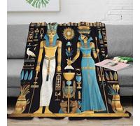 stampa 3D Ancient Egypt coperta da pisolino microfibra biancheria da letto compatta plaid da ufficio morbido e caldo anti-pilling per riposo in ufficio Hieroglyphic arte 70×80inch(180x200cm)