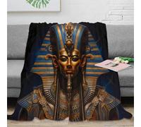 stampa 3D AncientEgyptianPharaoh coperta da viaggio microfibra biancheria da letto compatta e morbida plaid da viaggio caldo anti-pilling per uso versatile MythicalArtStyle 40x50inch(100x130cm)