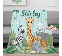 stampa 3D animal friends plaid da divano microfibra biancheria da letto soffice coperta da pisolino morbida e calda anti-pilling per pisolini pomeridiani Children's jungle 50x60inch(127x152cm)