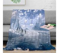stampa 3D Antarctic penguins coperta da viaggio microfibra biancheria da letto anti-pilling plaid da viaggio compatto per regali per avventurieri Wildlife nature scena 70×80inch(180x200cm)
