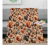 stampa 3D Autumn forest animals coperta per tutte le stagioni microfibra biancheria da letto lavabile coperta versatile morbida per regali per ogni stagione Carino cartoon 60x80inch(150x200cm)