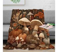 stampa 3D Autumn mushrooms coperta per aria condizionata microfibra biancheria da letto morbida coperta per estate leggera e anti-pilling per estate Botanical fantasy arte 60x80inch(150x200cm)