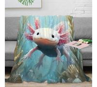 stampa 3D Axolotl underwater coperta da salotto microfibra biancheria da letto non perde pelo plaid da salotto caldo per regali per la casa fantasy aquatic 40x50inch(100x130cm)