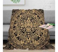 stampa 3D Aztec calendar coperta da pisolino microfibra biancheria da letto anti-pilling coperta da ufficio morbida e calda non perde pelo per ufficio Ancient Mesoamerican arte 50x60inch(127x152cm)