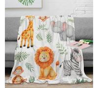 stampa 3D Baby animals coperta da camera da letto microfibra biancheria da letto non perde pelo plaid da camera morbido per residenze studentesche Watercolor jungle theme 50x60inch(127x152cm)