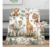 stampa 3D Baby animals coperta per tutte le stagioni microfibra biancheria da letto morbida plaid versatile caldo e soffice anti-pilling per ogni stagione cartoon jungle theme 40x50inch(100x130cm)