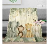 stampa 3D Baby jungle animals coperta da riposo microfibra biancheria da letto morbida plaid da riposo caldo e traspirante lavabile in lavatrice per relax cartoon design 80×90inch(200x230cm)
