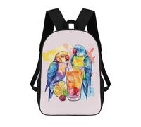 Stampa 3D Backpack Watercolor Cocktails Birds Drining Juice Printed Zainetto Scuola Multicolor Borsa Da Viaggio Per Adulti, Studenti, Compleanno, 42X32X14Cm