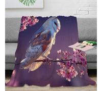 stampa 3D Barn Owl perched coperta microfibra biancheria da letto compatta e morbida coperta da viaggio leggera per regali per amici viaggiatori Nature fotografia 40x50inch(100x130cm)