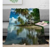 stampa 3D beach house coperta da divano microfibra biancheria da letto non perde pelo coperta da relax morbida per regali per serate relax Luxury island 40x50inch(100x130cm)