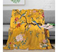 stampa 3D Birds in Bloom coperta per aria condizionata microfibra biancheria da letto leggera plaid per estate morbido e traspirante anti-pilling per estate Asian Floral arte 70×80inch(180x200cm)