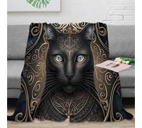 stampa 3D black cat arte coperta per tutte le stagioni microfibra biancheria da letto versatile coperta in pile morbida per studenti fuori sede ornate fantasy design 50x60inch(127x152cm)