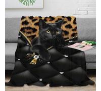 stampa 3D Black cat plaid microfibra biancheria da letto anti-pilling coperta per aria condizionata morbida per monolocali in affitto Luxury fashion 40x50inch(100x130cm)