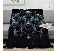 stampa 3D Black panther trio coperta microfibra biancheria da letto compatta e morbida coperta da viaggio leggera per regali per amici viaggiatori digital fantasy arte 60x80inch(150x200cm)
