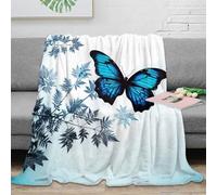 stampa 3D Blue butterfly coperta da letto microfibra biancheria da letto anti-pilling coperta da letto calda per giovani single in monolocale Nature arte 60x80inch(150x200cm)