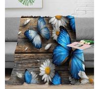 stampa 3D Blue butterfly coperta in pile microfibra biancheria da letto morbida e calda plaid in pile non perde pelo per giovani amanti del comfort Nature floreale arte 50x60inch(127x152cm)