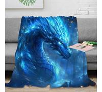 stampa 3D blue drago fantasy coperta per tutte le stagioni microfibra biancheria da letto versatile coperta in pile morbida per studenti fuori sede mitico creature arte 60x80inch(150x200cm)