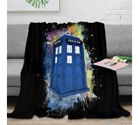 stampa 3D Blue police box coperta in pile microfibra biancheria da letto soffice e calda coperta termica traspirante non perde pelo per uso quotidiano vintage sci-fi arte 40x50inch(100x130cm)
