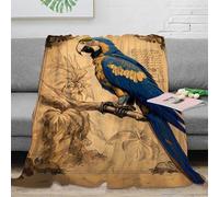 stampa 3D BlueParrotArt coperta in pile microfibra biancheria da letto non perde pelo plaid in pile morbido e caldo lavabile in lavatrice per casa VintageIllustrationStyle 40x50inch(100x130cm)