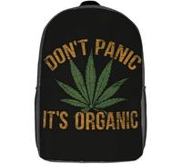 Stampa 3D Borsa Zaino Don'T Panic It'S Organic Weed Borsa Da Viaggio Impermeabile Zaino Per La Scuola Per Trekking, Studenti, Idea Regalo, 42X32X14Cm