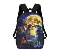 Stampa 3D Borse Da Scuola Tribal Wolf Song Native American Backpack L'Uso Quotidiano Borsa Viaggio Per Trekking, Scuola, Adulti, 42X32X14Cm